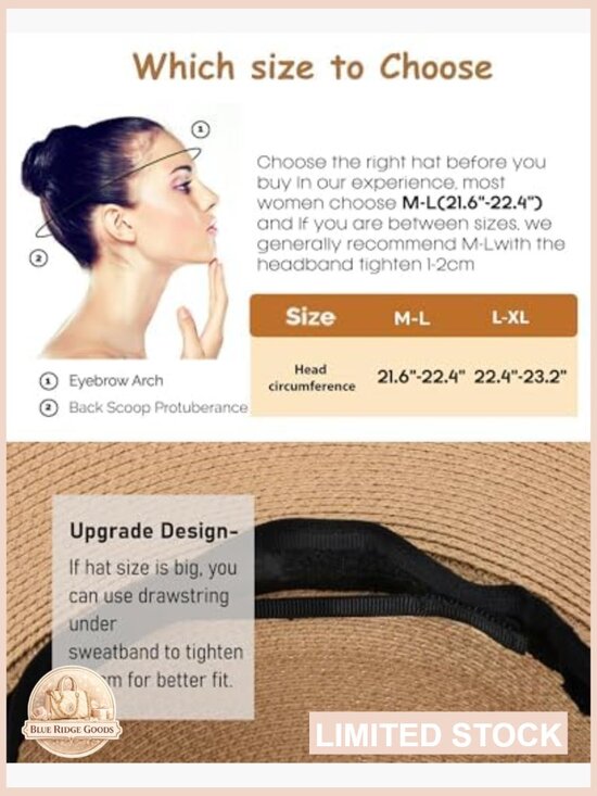 Wide Brim Straw Sun Hat Floppy UPF 50+ Foldable Packable Beach Waterproof main image 6